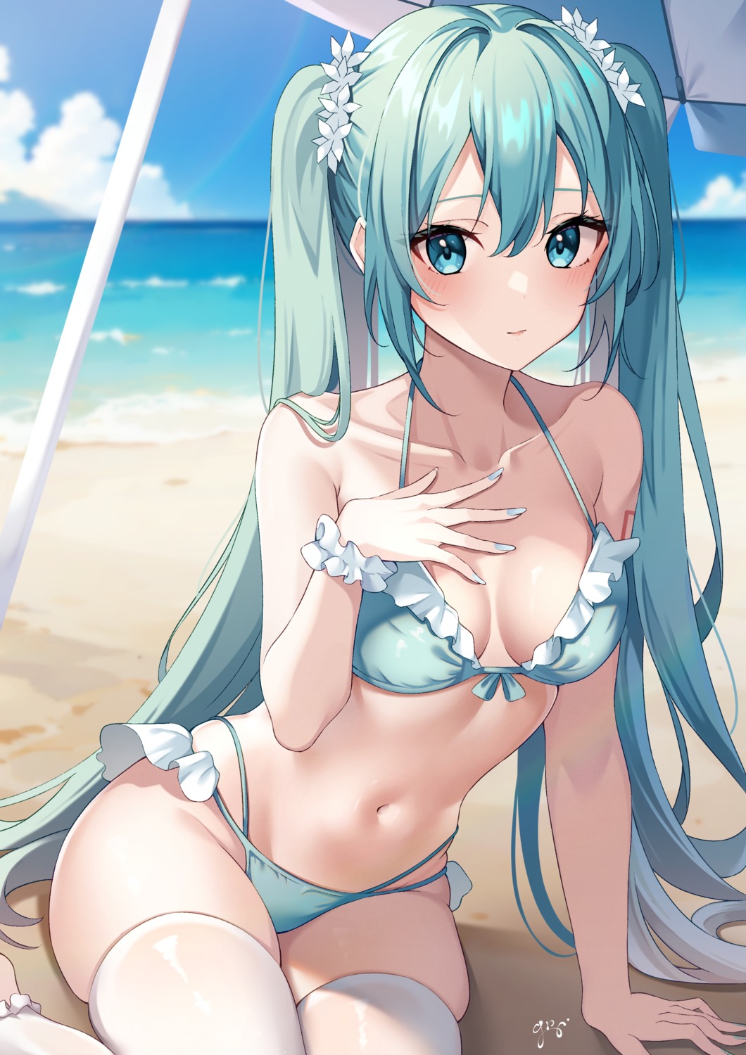 Guri Gri Vocaloid Hatsune Miku Bikini Swimsuits Thighhighs